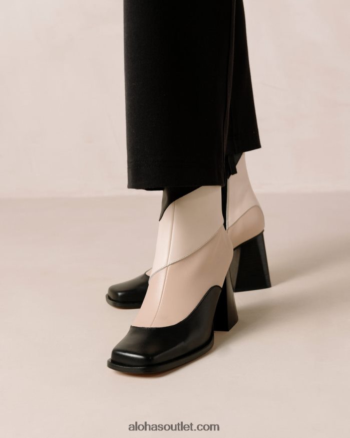 mulheres patchwork sul - botas de pele preta e bege Alohas 4P88ZX207 caleidoscópio preto