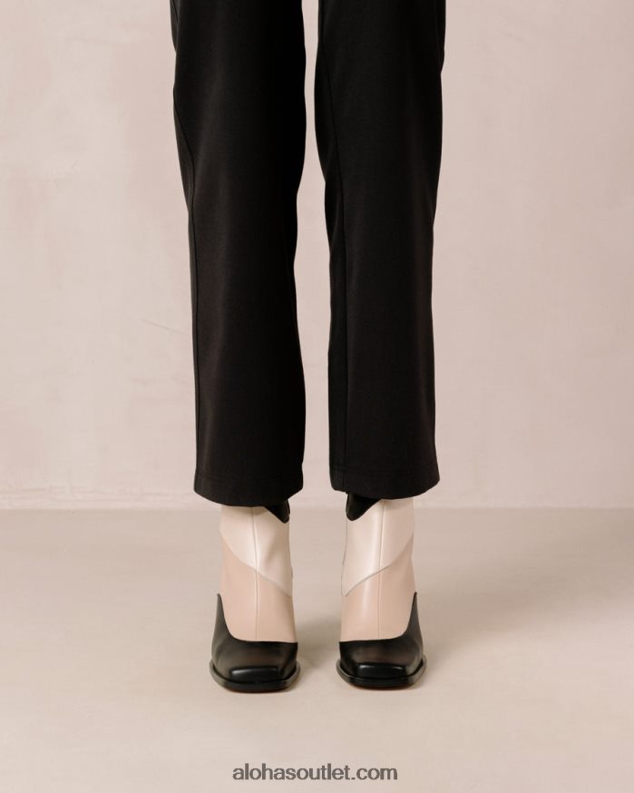 mulheres patchwork sul - botas de pele preta e bege Alohas 4P88ZX207 caleidoscópio preto