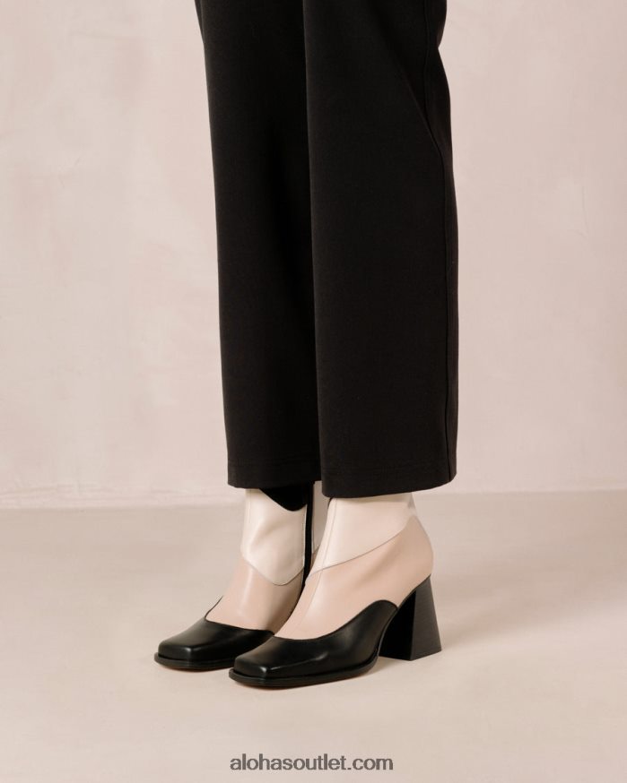 mulheres patchwork sul - botas de pele preta e bege Alohas 4P88ZX207 caleidoscópio preto