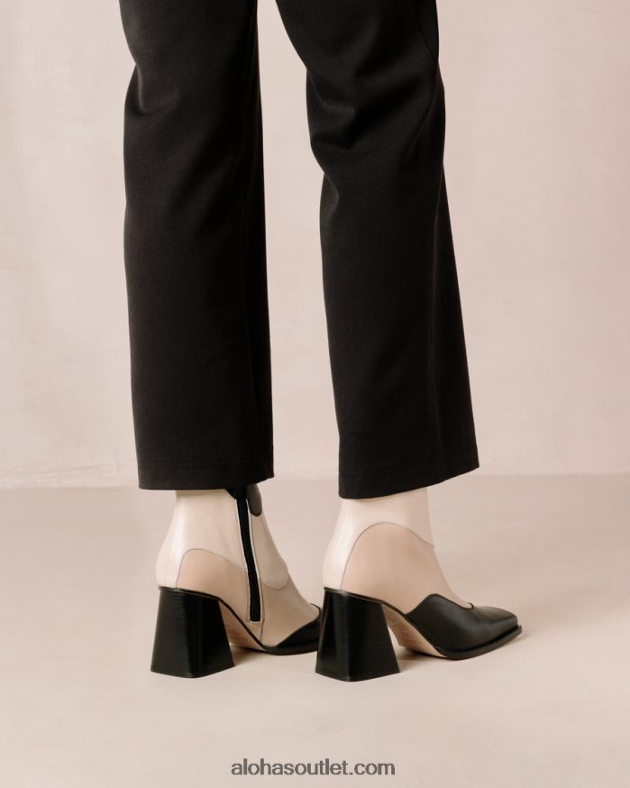 mulheres patchwork sul - botas de pele preta e bege Alohas 4P88ZX207 caleidoscópio preto