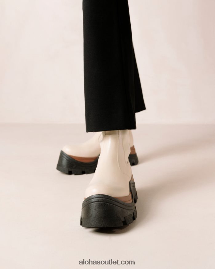mulheres phoenix nutty - botas de couro branco Alohas 4P88ZX579 creme de nozes