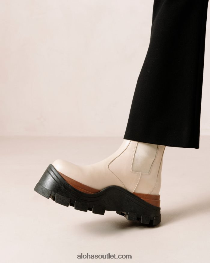 mulheres phoenix nutty - botas de couro branco Alohas 4P88ZX579 creme de nozes