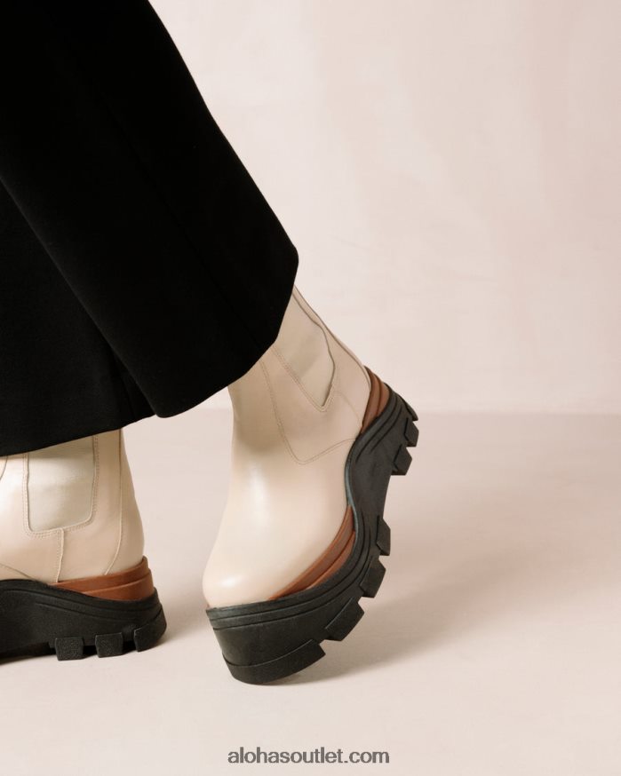 mulheres phoenix nutty - botas de couro branco Alohas 4P88ZX579 creme de nozes