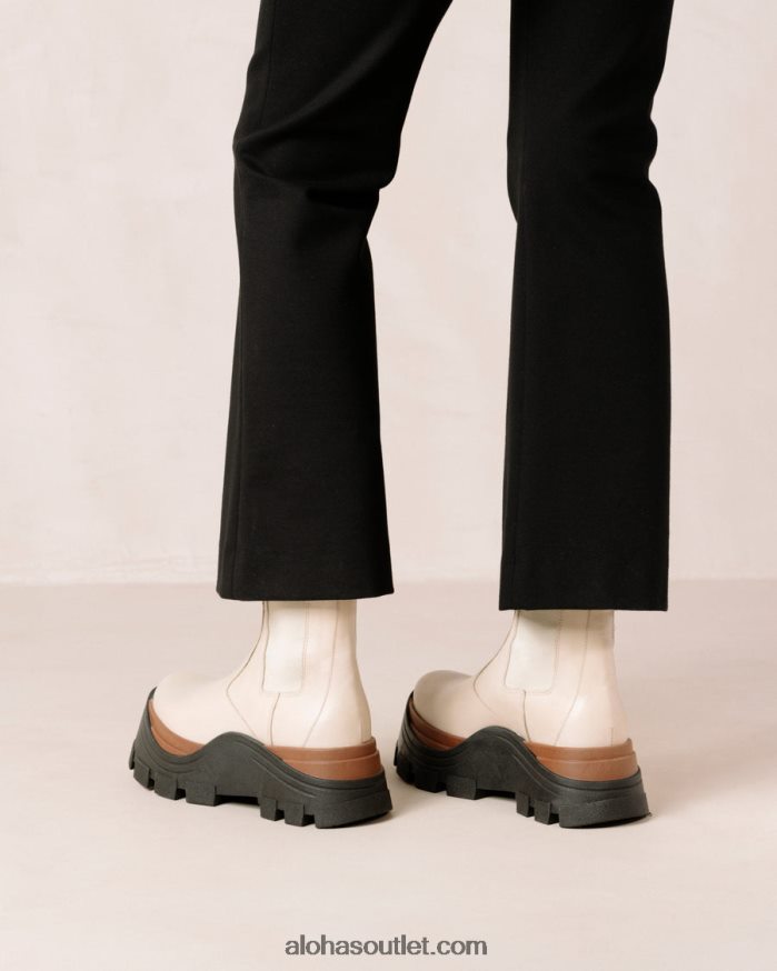 mulheres phoenix nutty - botas de couro branco Alohas 4P88ZX579 creme de nozes