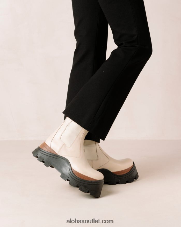 mulheres phoenix nutty - botas de couro branco Alohas 4P88ZX579 creme de nozes