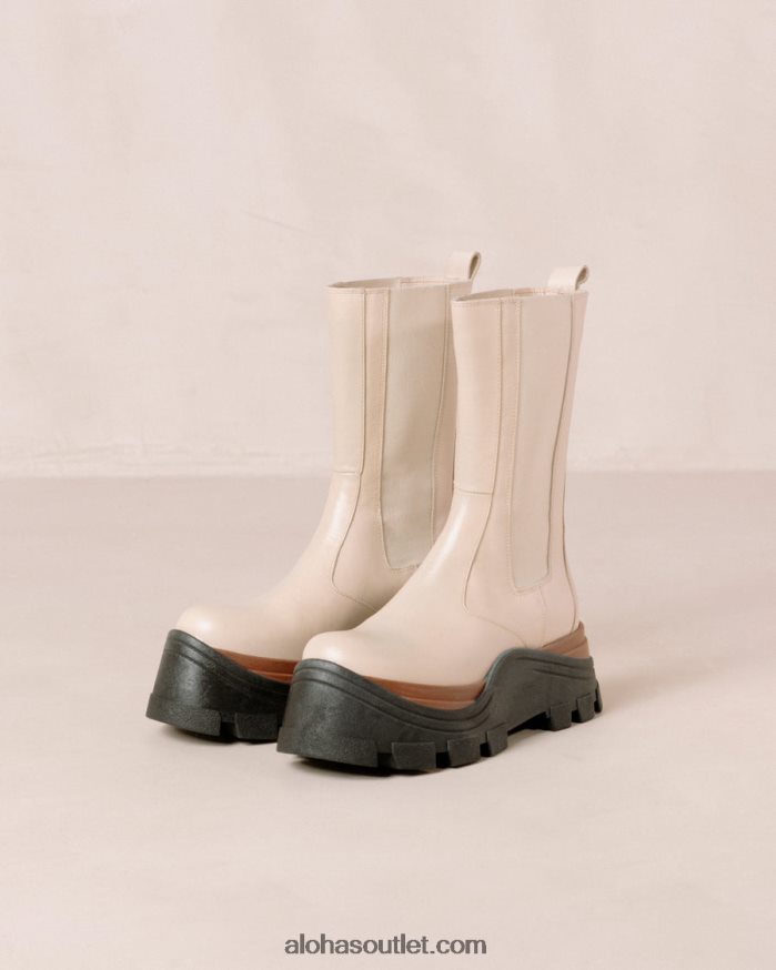 mulheres phoenix nutty - botas de couro branco Alohas 4P88ZX579 creme de nozes