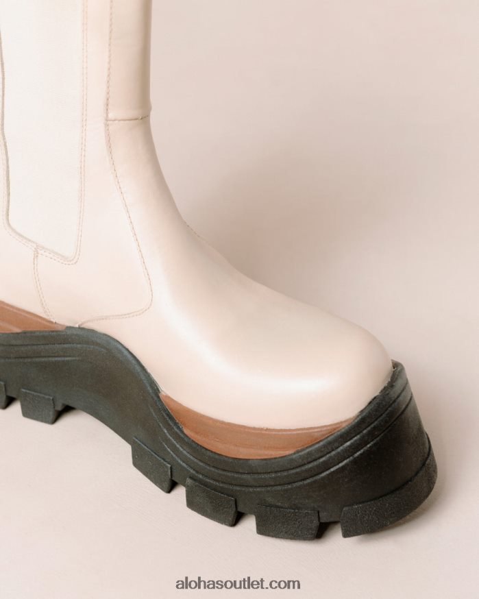 mulheres phoenix nutty - botas de couro branco Alohas 4P88ZX579 creme de nozes