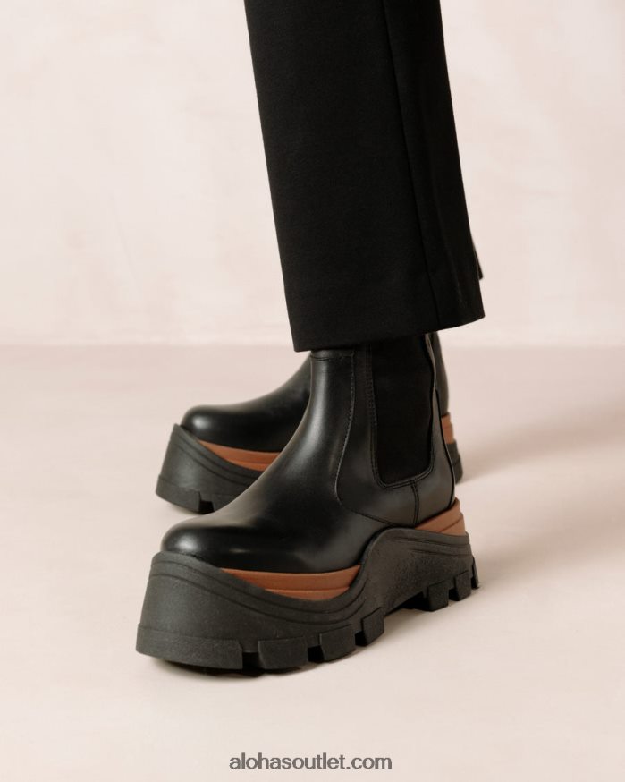 mulheres phoenix nutty - botas pretas de couro Alohas 4P88ZX580 preto noz