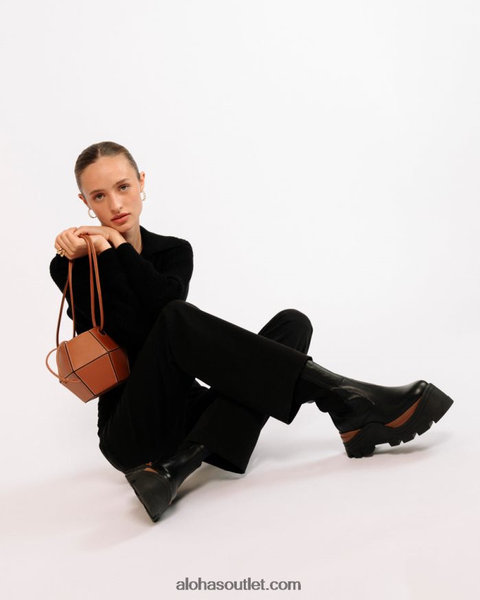 mulheres phoenix nutty - botas pretas de couro Alohas 4P88ZX580 preto noz