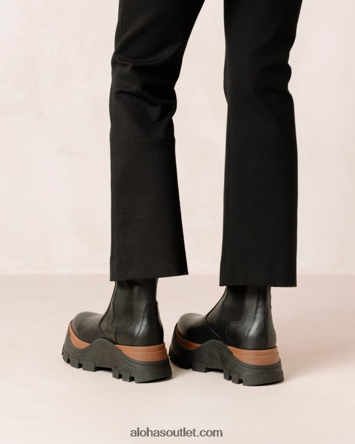 mulheres phoenix nutty - botas pretas de couro Alohas 4P88ZX580 preto noz