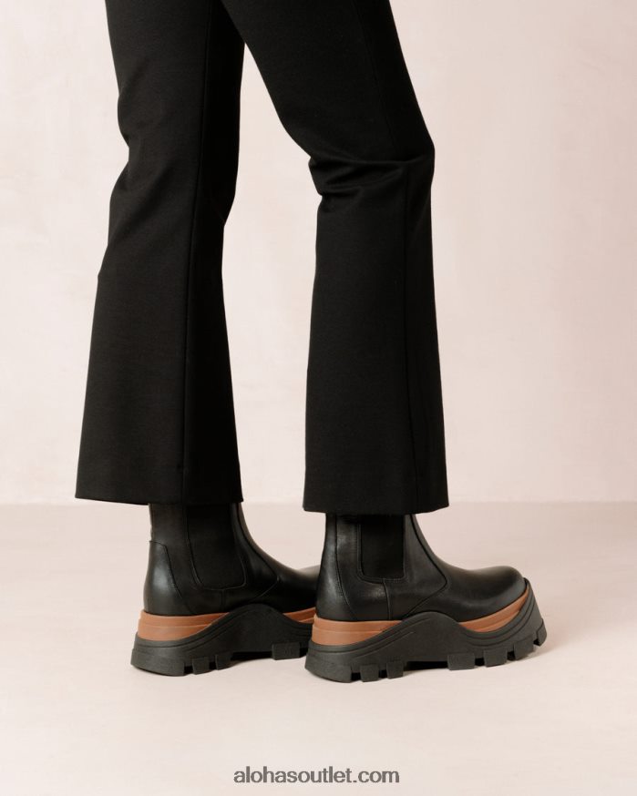 mulheres phoenix nutty - botas pretas de couro Alohas 4P88ZX580 preto noz