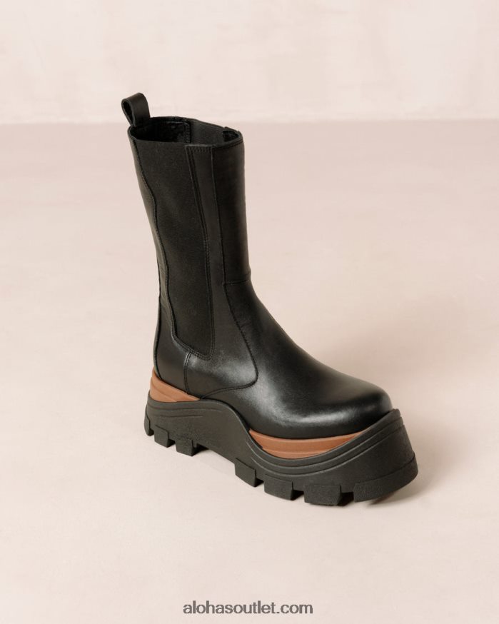 mulheres phoenix nutty - botas pretas de couro Alohas 4P88ZX580 preto noz