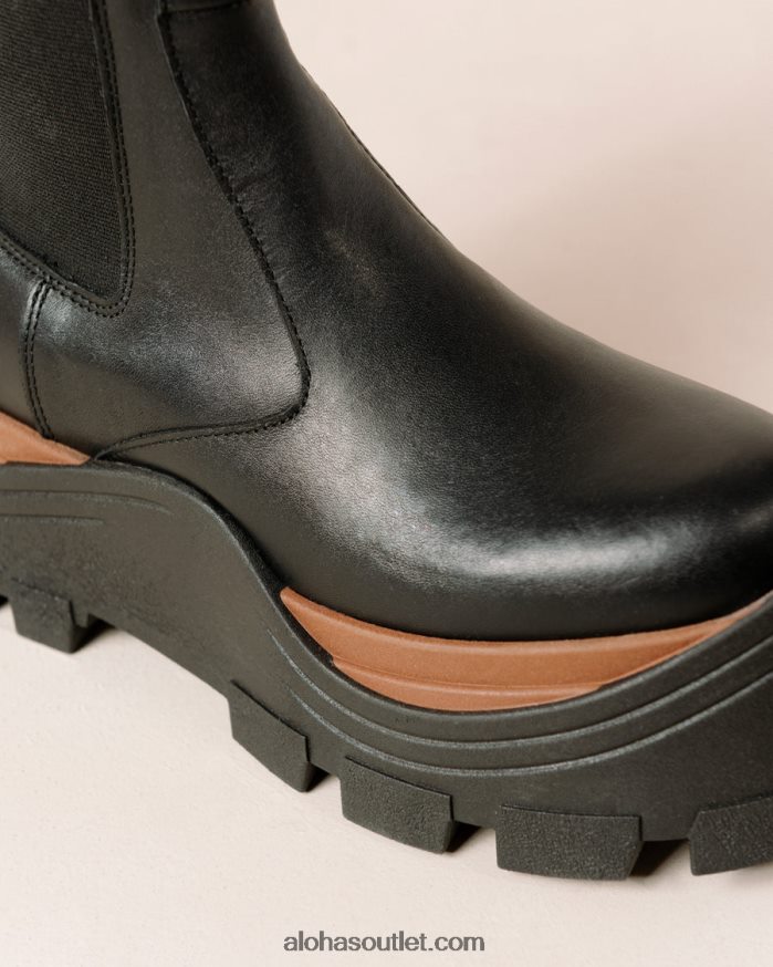 mulheres phoenix nutty - botas pretas de couro Alohas 4P88ZX580 preto noz