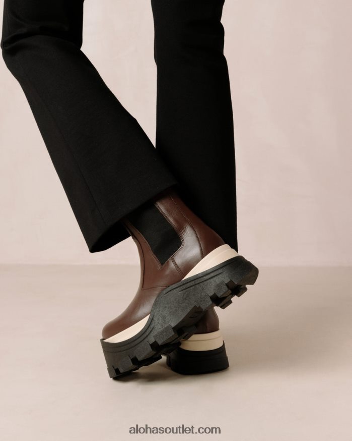 mulheres phoenix xadrez - botas de couro marrom Alohas 4P88ZX576 xadrez café marrom