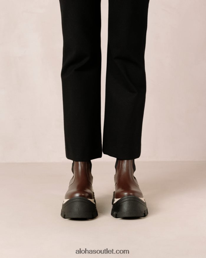 mulheres phoenix xadrez - botas de couro marrom Alohas 4P88ZX576 xadrez café marrom