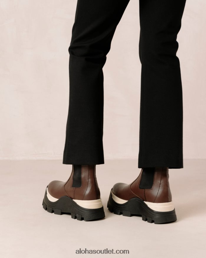 mulheres phoenix xadrez - botas de couro marrom Alohas 4P88ZX576 xadrez café marrom
