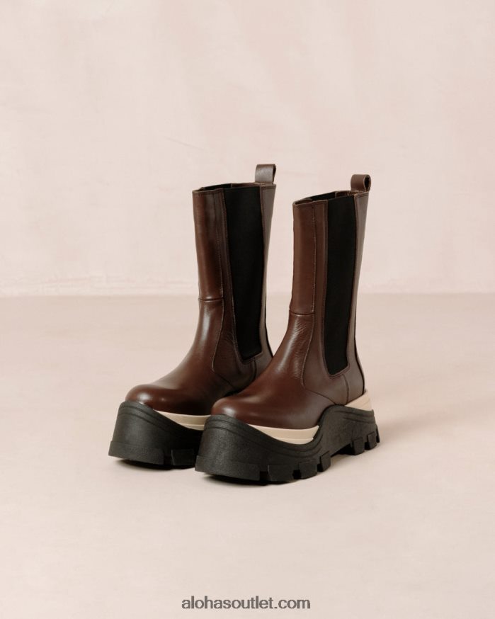 mulheres phoenix xadrez - botas de couro marrom Alohas 4P88ZX576 xadrez café marrom