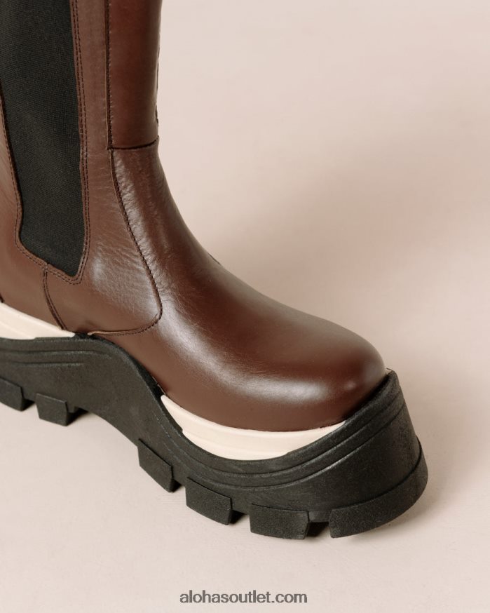 mulheres phoenix xadrez - botas de couro marrom Alohas 4P88ZX576 xadrez café marrom