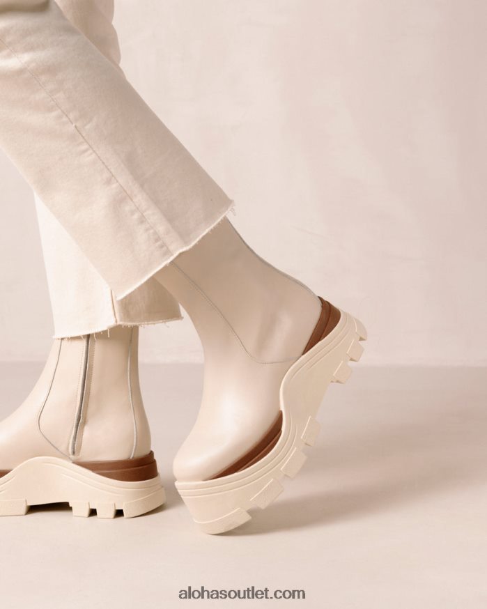 mulheres safira marcona - botas de couro branco Alohas 4P88ZX331 creme marcona