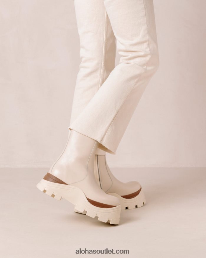 mulheres safira marcona - botas de couro branco Alohas 4P88ZX331 creme marcona