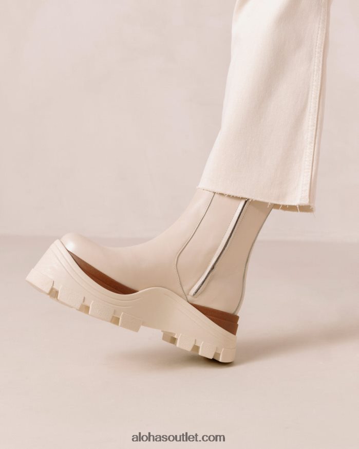 mulheres safira marcona - botas de couro branco Alohas 4P88ZX331 creme marcona