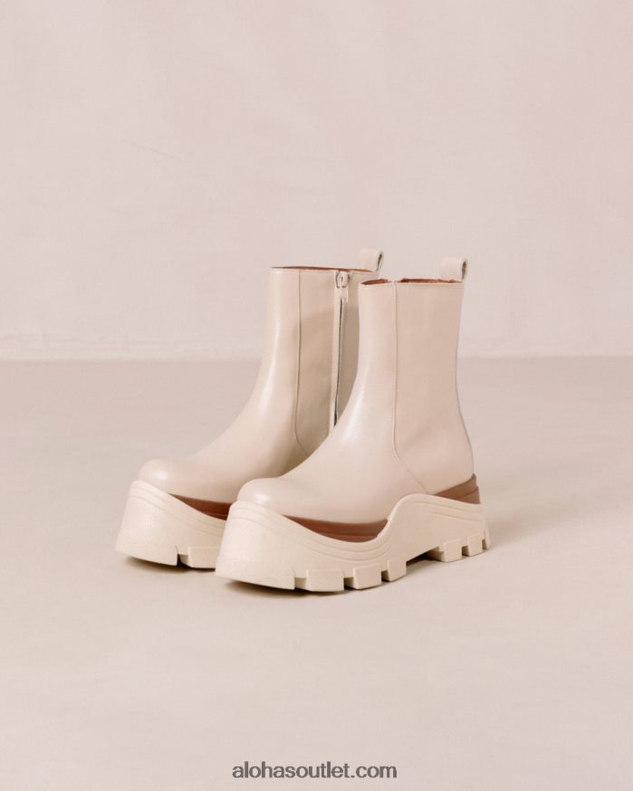 mulheres safira marcona - botas de couro branco Alohas 4P88ZX331 creme marcona