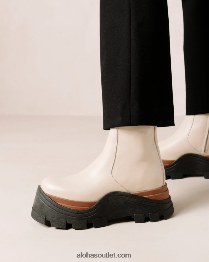 mulheres safira nutty - botas de couro branco Alohas 4P88ZX333 creme de nozes