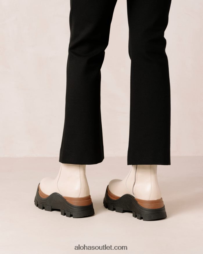 mulheres safira nutty - botas de couro branco Alohas 4P88ZX333 creme de nozes