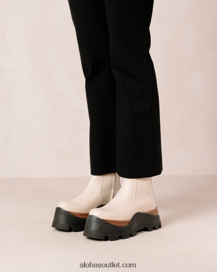 mulheres safira nutty - botas de couro branco Alohas 4P88ZX333 creme de nozes