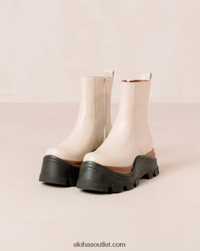 mulheres safira nutty - botas de couro branco Alohas 4P88ZX333 creme de nozes