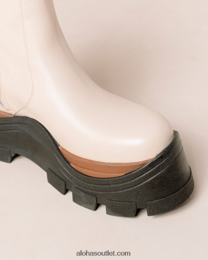 mulheres safira nutty - botas de couro branco Alohas 4P88ZX333 creme de nozes
