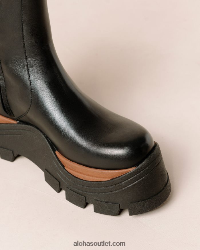 mulheres safira nutty - botas de couro preto Alohas 4P88ZX334 preto noz