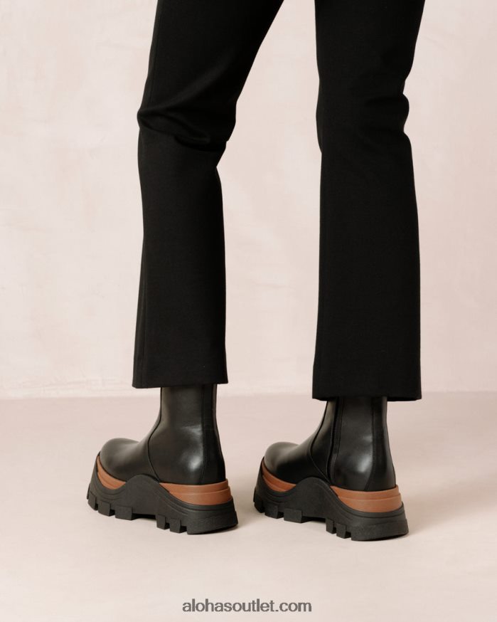 mulheres safira nutty - botas de couro preto Alohas 4P88ZX334 preto noz