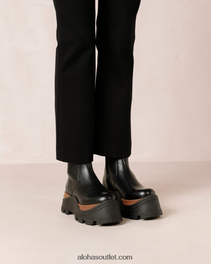 mulheres safira nutty - botas de couro preto Alohas 4P88ZX334 preto noz