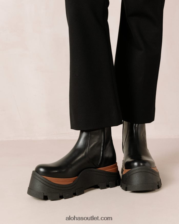 mulheres safira nutty - botas de couro preto Alohas 4P88ZX334 preto noz
