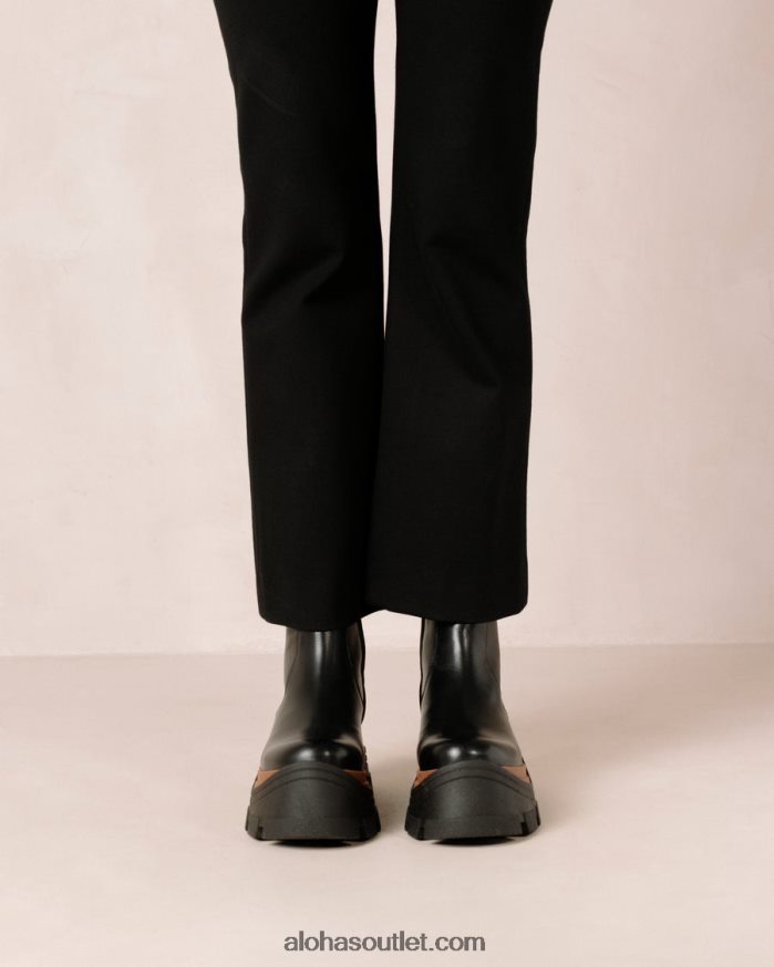 mulheres safira nutty - botas de couro preto Alohas 4P88ZX334 preto noz