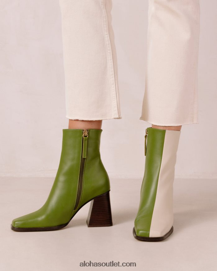 mulheres south bicolor - bota branca e verde em pele Alohas 4P88ZX193 creme perene