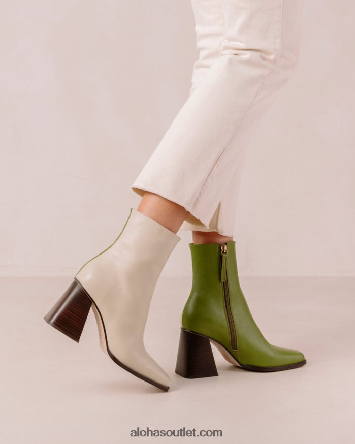 mulheres south bicolor - bota branca e verde em pele Alohas 4P88ZX193 creme perene