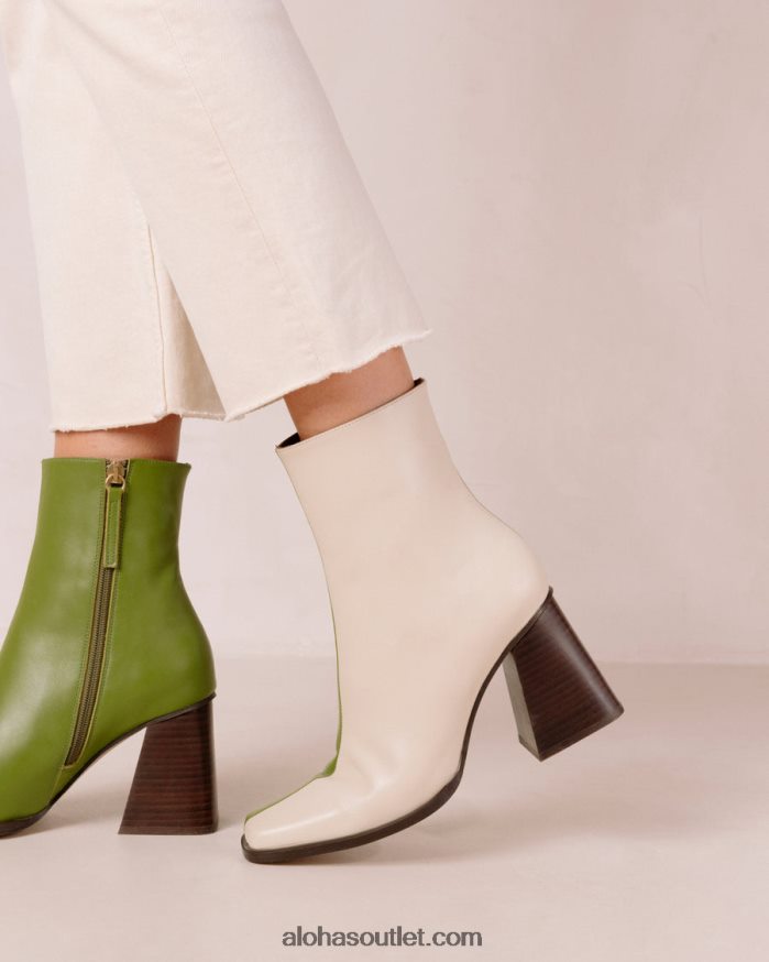 mulheres south bicolor - bota branca e verde em pele Alohas 4P88ZX193 creme perene
