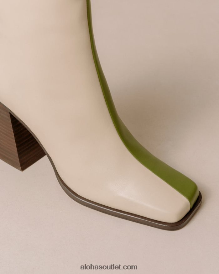 mulheres south bicolor - bota branca e verde em pele Alohas 4P88ZX193 creme perene