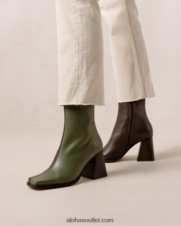 mulheres south bicolor - bota de couro marrom e verde Alohas 4P88ZX194 marrom café oliva empoeirado