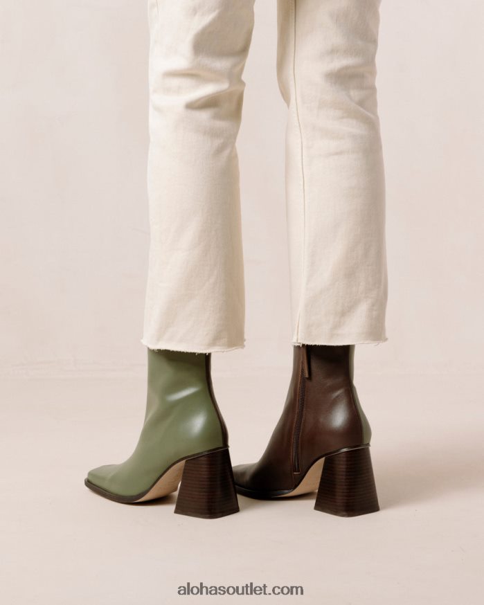 mulheres south bicolor - bota de couro marrom e verde Alohas 4P88ZX194 marrom café oliva empoeirado