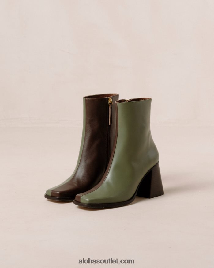 mulheres south bicolor - bota de couro marrom e verde Alohas 4P88ZX194 marrom café oliva empoeirado