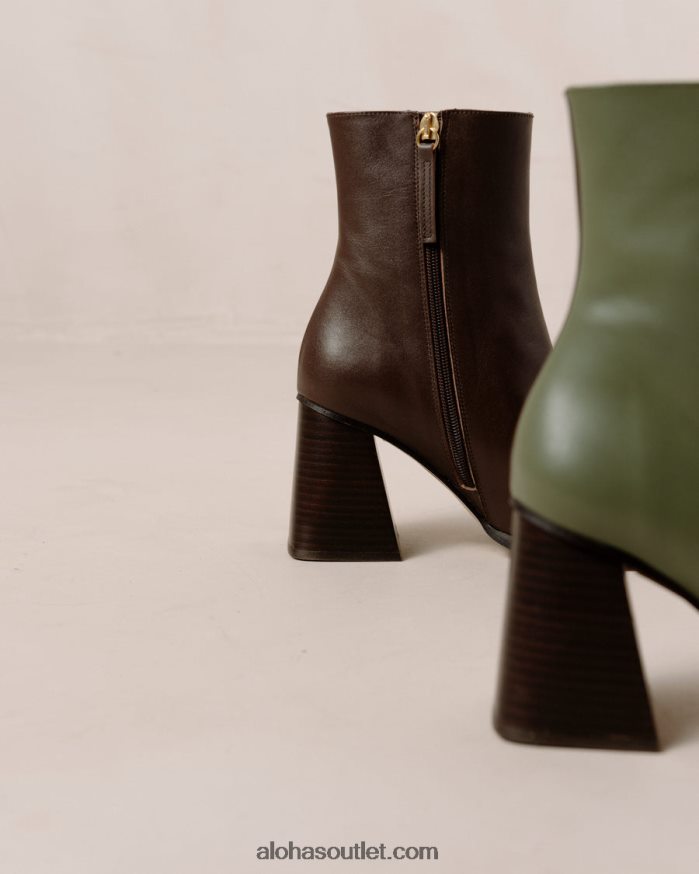 mulheres south bicolor - bota de couro marrom e verde Alohas 4P88ZX194 marrom café oliva empoeirado
