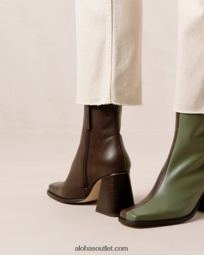mulheres south bicolor - bota de couro marrom e verde Alohas 4P88ZX194 marrom café oliva empoeirado