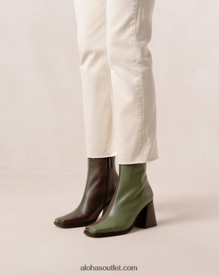mulheres south bicolor - bota de couro marrom e verde Alohas 4P88ZX194 marrom café oliva empoeirado
