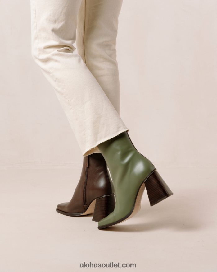 mulheres south bicolor - bota de couro marrom e verde Alohas 4P88ZX194 marrom café oliva empoeirado