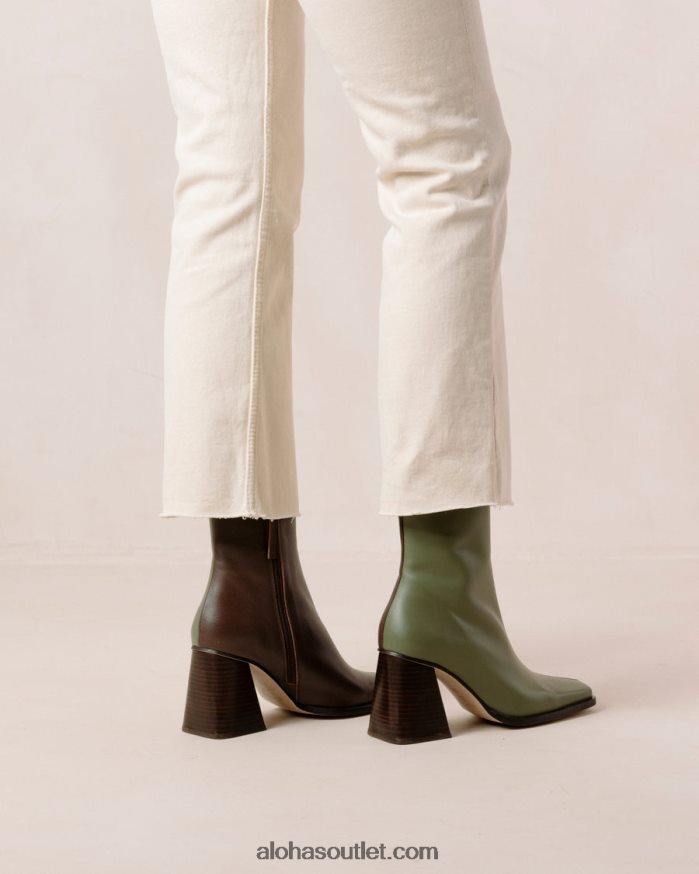 mulheres south bicolor - bota de couro marrom e verde Alohas 4P88ZX194 marrom café oliva empoeirado