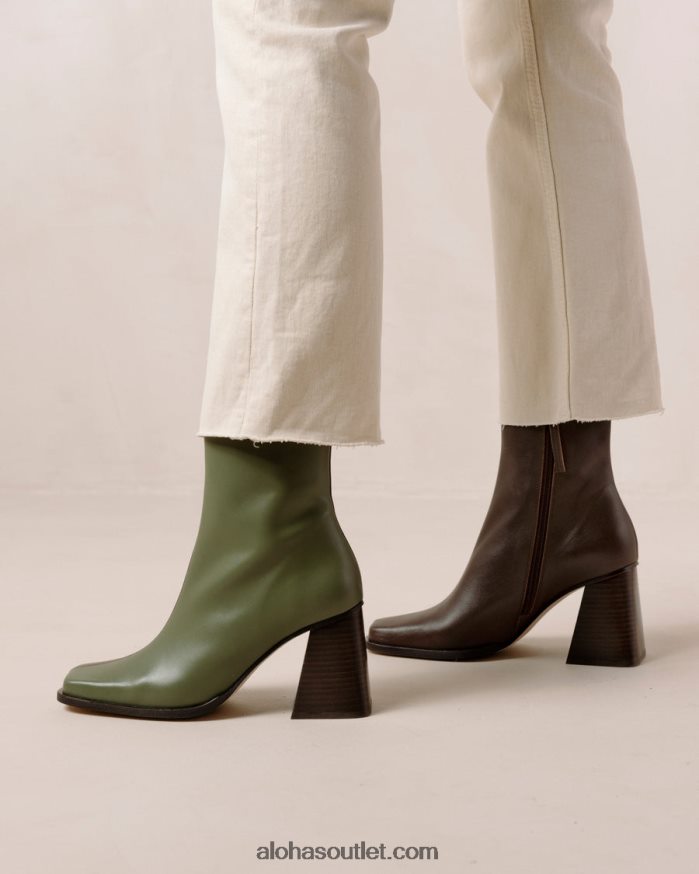 mulheres south bicolor - bota de couro marrom e verde Alohas 4P88ZX194 marrom café oliva empoeirado