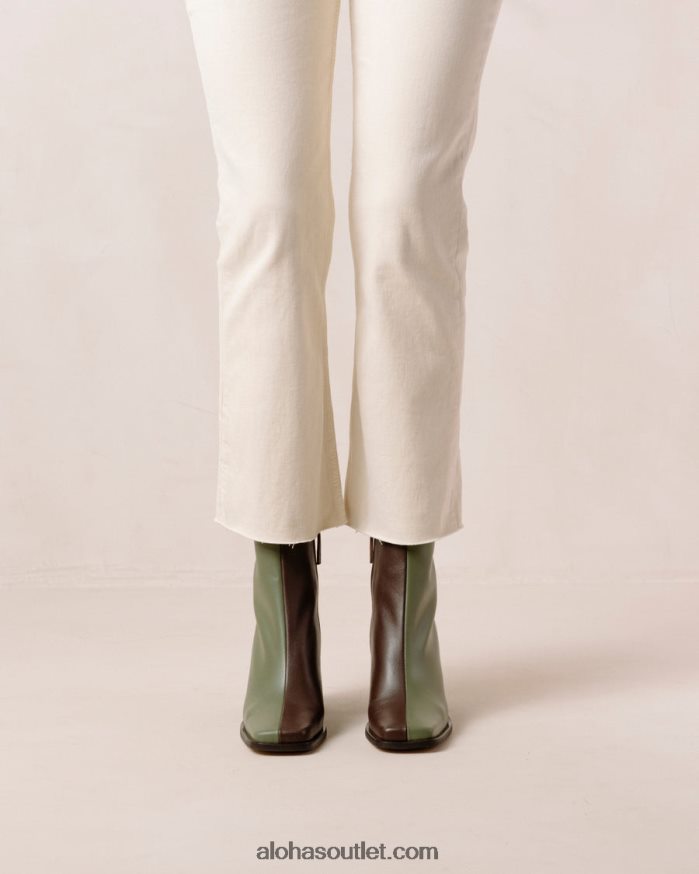 mulheres south bicolor - bota de couro marrom e verde Alohas 4P88ZX194 marrom café oliva empoeirado